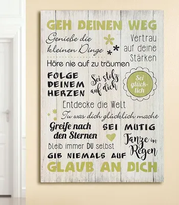 Produktbild von GILDE Schild, rechteckig, "Geh deinen Weg", Spruch, MDF, creme, , B. 36 cm, H. 50 cm 41775