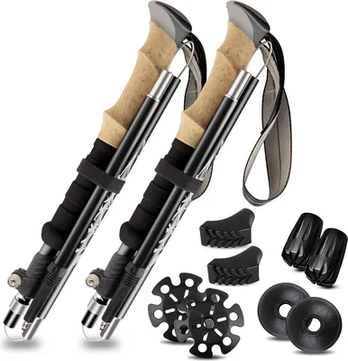 Produktbild von Wanderstöcke Trekkingstöcke Teleskop Nordic Walking Stöcke Damen Herren Verstellbar 110 130cm Wanderstock mit Metallklappverschlüssen, Korkgriffen für Trekking, Walking und Wanderungen