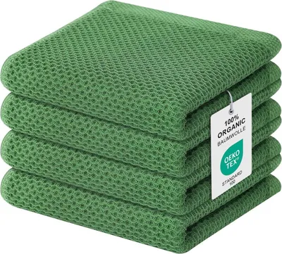 Produktbild von Moosfor Geschirrtücher 100% Baumwolle 4er Set 32x72cm Grasgrün