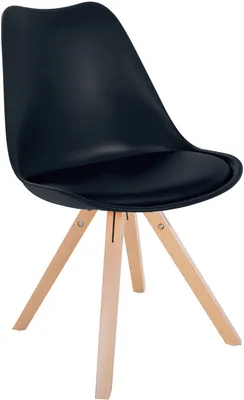 Produktbild von CLP Besucherstuhl Esszimmerstuhl Sofia aus Kunststoff und hochwertiger Polsterung schwarz Gestell Farbe natur (eckig)