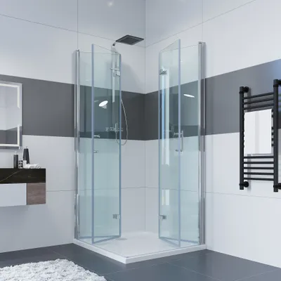 Produktbild von Duschkabine 75x75cm Falttür - Eckeinstieg Mit 6mm ESG Sicherheitsglas