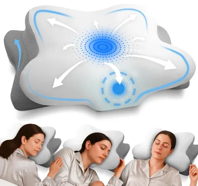 Produktbild von Orthopädisches Nackenstützkissen bei Nackenschmerzen aus hochwertigem Memory Foam - Ergonomisches Nackenkissen - Kopfkissen für Seiten-, Rücken- & Bau