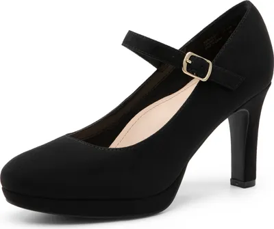 Produktbild von DREAM PAIRS Dame Mary Janes Pumps High Heel Kleid Schuhe Bequeme niedrige Plattform Pumps für Damen,Size 41.5,Schwarz-Wildleder,SDPU2425W