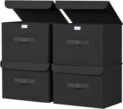 Obrázek produktu pro Sada čtyř úložných boxů s víkem, skládacích a průhledných