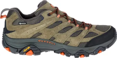 A side view of a single hiking shoe.