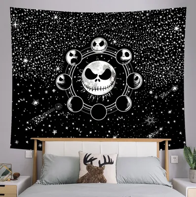 Produktbild von Totenkopf-Wandteppich, Meditations-Skelett-Wandteppich, Chakra-Wandteppich, Sternen-Wandteppich, Schwarz-Weiß-Sterne-Wandteppich Für Zimmer (150 cm x 130 cm,Farbe 10)