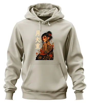 Produktbild von Ge Yakuza Tattoo Frau Japanisch Oni Japan Y2K Rose Hoodie Kapuzenpullover, Natur, 3XL