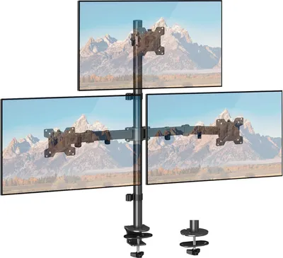 Obrázek produktu pro Držák pro 3 monitory 17-32 palců, výškově nastavitelný, 360°, 8 kg na rameno, VESA 75/100 mm