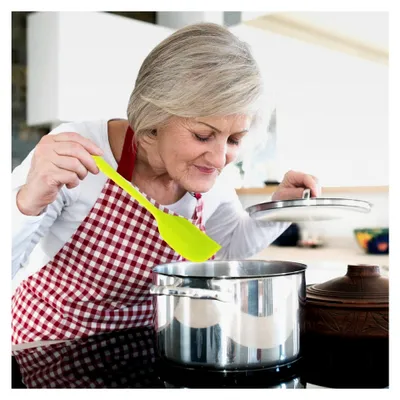 Produktbild von Set aus 4 Silikonspateln zum Kochen 28 cm - Teigschaber aus Silikon in verschiedenen Farben - Großer Antihaft-Silikonspatel