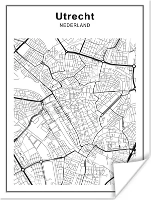 Produktbild von MuchoWow® Poster Stadtplan - Schwarz und weiß - Utrecht 120x160 cm - Wandbilder