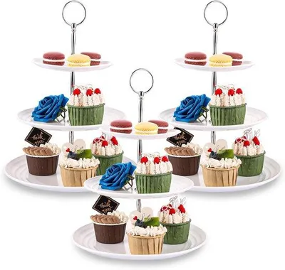 Produktbild von Famanu Etagère Set 3-teilig - Weiß - 33 cm - Wiederverwendbar