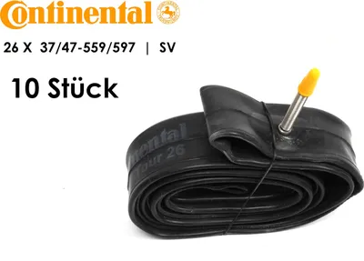 Produktbild von 10 Stück 26 Zoll CONTINENTAL 26x1.75 Fahrrad Schlauch 37/47-559 Sclaverant Ventil SV