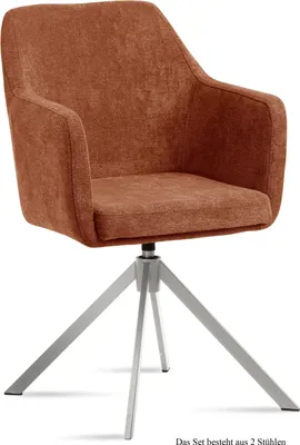 Produktbild von Armlehnstuhl drehbar (2er-Set) Duscha 57x87x60 Edelstahl/Cognac