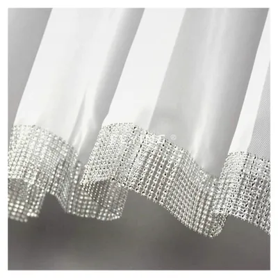Produktbild von Fertiggardine aus Voile mit Gipüre und Faltenband, modern, weiß, 160 x 400 cm