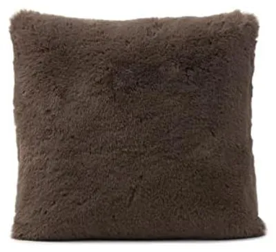 Produktbild von GÖZZE Fellimitat Kissen weiches flauschiges Dekokissen in pflegeleichter Felloptik Taupe 40 x 40 cm