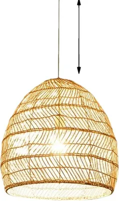 Zdjęcie produktu dla Lampa wisząca, bambusowy design, regulowana wysokość, 35 cm, bez żarówki