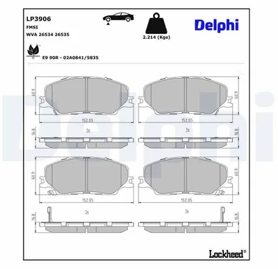 Image de Jeu de plaquettes de frein DELPHI avant pour ISUZU D-MAX III (RG01) LP3906