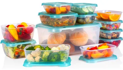 Immagine prodotto di Set 13 Contenitori per Alimenti con Coperchio Ideale per Microonde e Congelatore in Plastica