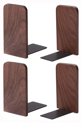 Image de Lot de 2 supports de livres en bois - Pinces décoratives pour livres