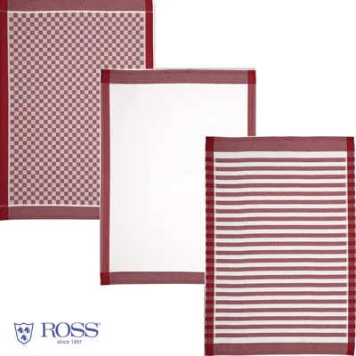Produktbild von Ross 3-er Pack Baumwoll-Geschirrtuch Superior 50 x 70 cm Farbe vino