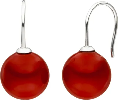 Produktbild von Ohrhänger Ohrringe Perlenohrringe Muschelkern-Perlen 12mm rot 925 Silber