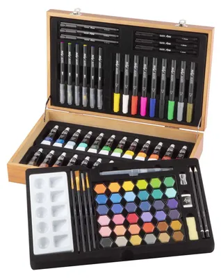 Image de Coffret à dessin de luxe en bois - 92 pièces