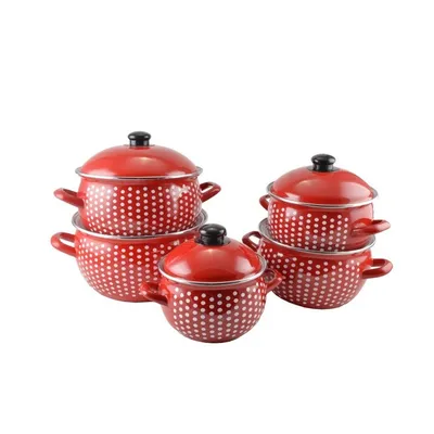 Obrázok produktu pre 10-dielna sada smaltovaných hrncov Red Dots 53015