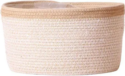 Produktbild von Schilfkorbschale Weiß Ø30cm Weidentopf aus Baumwollgeflecht Handgefertigt Natur