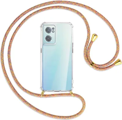 Produktbild von Handykette Backcover-Schutzhülle mit Band (Metall goldfarben) für OnePlus Nord 2 CE - Rainbow