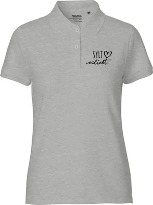 Produktbild von Huuraa Damen Polo Shirt Sylt verliebt S Sport Grey Bio Baumwolle Fairtrade Poloshirt Geschenkidee