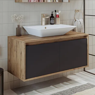 Produktbild von Roomart ATLANTIC-100 Badmöbel-Set 2-teilig 100 cm breit, Anthrazit-Eiche
