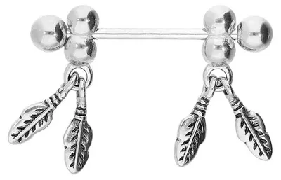 Produktbild von Brustwarzenpiercing, Zungenpiercing, Intim-Piercing Chirurgenstahl Nippelpiercing FEDERN Silber Stablänge: 14mm