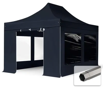 Obrázek produktu pro Nůžkový stan 3x4,5 m, ocel, vč. 4 bočnic černá