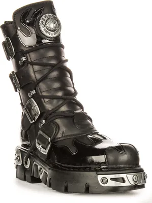 Produktbild von Newrock 591 Reactor In Black Patent Flame Boot – 5 UK - 38 EU - 6M/7.5F US / Black Patent