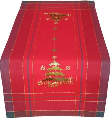 Produktbild von Tischläufer Stick Christbaum 40x90cm rot