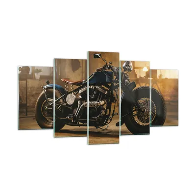 Produktbild von Bilder auf glas - 5 Teile - Motorrad Motor - 160x85cm - Glasbilder - Wandbilder - Bilder - zum Aufhängen bereit - Wanddekoration aus Glas - Glas Bilder - Wandbild auf Glas - GEA160x85-4233