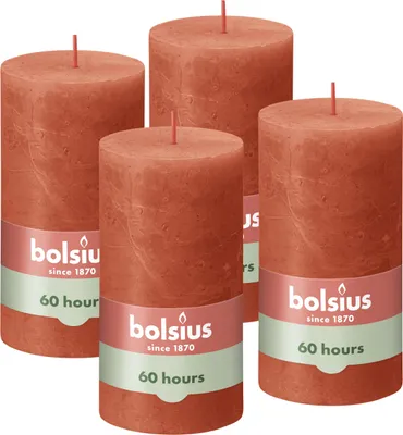 Immagine prodotto di Candela a colonna Bolsius Arancione rustico - 13 cm / ø 7 cm - 4 pezzi