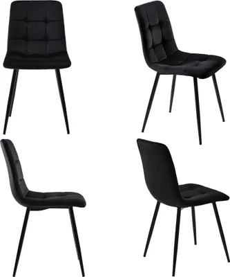 Produktbild von Esszimmerstuhl (4er Set), Polsterstuhl mit Rückenlehne und Metallbeine, Bezug aus Samt, Stühle für Küche, Esszimmer