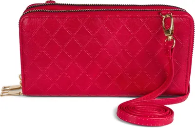 Produktbild von styleBREAKER Damen 2 in 1 Mini Bag Umhängetasche mit Rauten Prägung, Geldbörse, Handytasche, Schultertasche 02012379