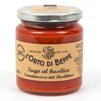 Immagine prodotto di Salsa di pomodoro al basilico 314 ml. - L'Orto di Beppe