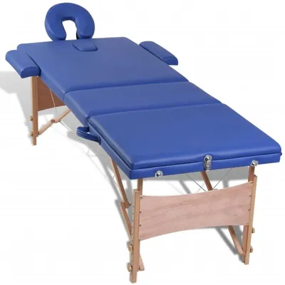 Obrázek produktu pro Masážní lehátko – 3-zónové, sklopné – dřevěná konstrukce – výškově nastavitelné (62–82 cm) – nosnost až 150 kg – přepravní taška – barva: armádní zelená