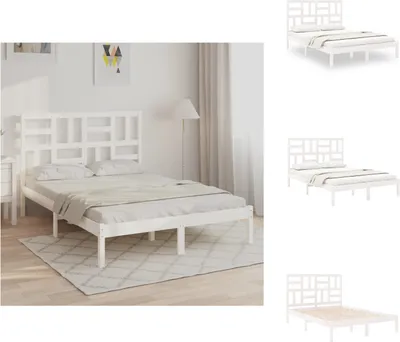 Image de vidaXL Lit en bois massif blanc 120x200 cm - Lits et cadres de lit