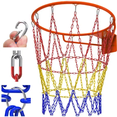 Image de Filet de basket-ball robuste, chaîne en acier inoxydable de 19 pouces pour le cerceau