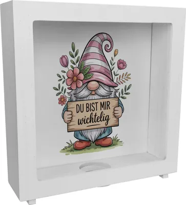 Produktbild von Du bist mir wichtelig Rahmen Spardose aus Holz für Pflanzenfreunde und