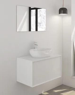 Produktbild von SalesFever Badezimmer Set 80 cm | 2-tlg. | inkl. Aufsatz-Waschschale | B 274 x T 48 x H 50 cm | weiß glänzend