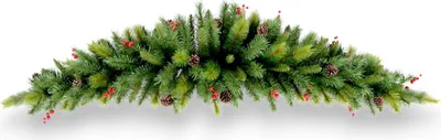 Produktbild von Künstliche Tannengirlande Türbogen Weihnachtsgirlande 180 cm mit roten Ilex Beeren Weihnachtsdekoration
