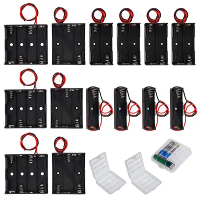 Productafbeelding van 14 stuks AA-batterijhouders, kunststof behuizing met aansluitkabel