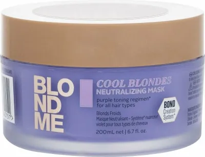 Produktbild von Schwarzkopf BLONDME Cool Blondes Neutralizing, 200 ml, Unisex, Gefärbtes Haar, Blond, Schutz vor Vergilbung, Farbschutz, Glanz, Topf