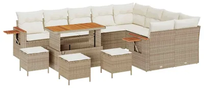 Image de vidaXL Ensemble canapé de jardin 13 pièces beige polyrotin