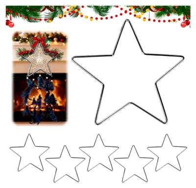 Produktbild von 5 Stück Metallringe zum Basteln, 20 cm große Metallsterne, Hängende Fensterdekoration, Stabiler Sternkranzrahmen für Weihnachtsdeko, DIY Traumfänger, Hochzeitsdekoration
